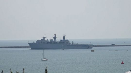 HMS Albion in Plymouth ahead of first deployment of 2021 030521 CREDIT BFBS