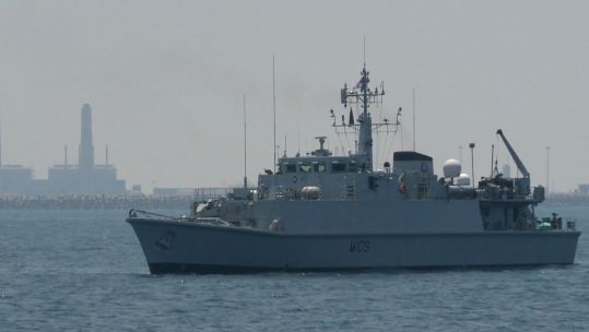 HMS Bangor Sandown-class minehunter commissioned by the Royal Navy DATE UNKNOWN CREDIT NATO TV