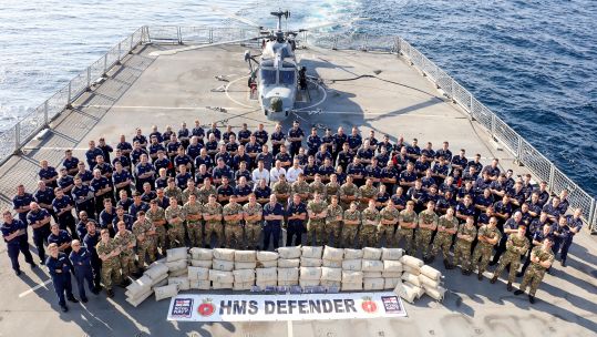 HMS Defender crew with drugs seized in Indian Ocean 040220 CREDIT Royal Navy.jpg 