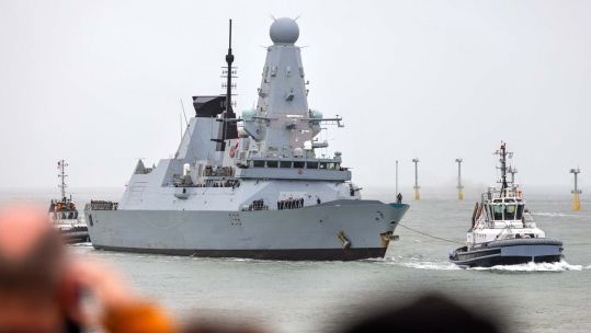 HMS Defender has returned to Portsmouth after deployment in the Mediterranean 29112022 CREDIT Royal Navy
