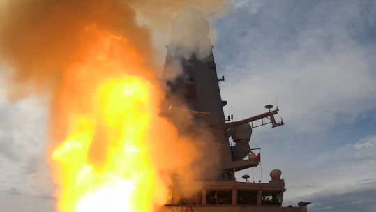 HMS Defender missile firing