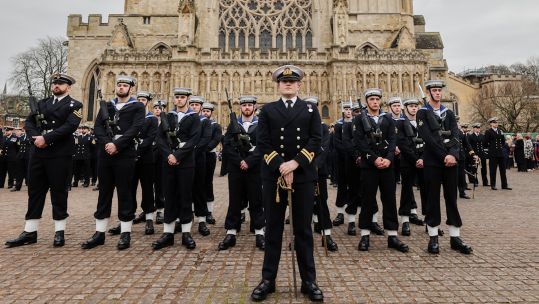 HMS Defender take part in Freedom of the City parade through Exeter 11022023 CREDIT Royal Navy, HMS Defender