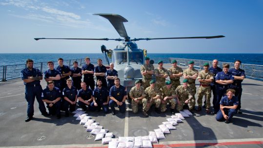 HMS Dragon Crew with Heroin Seized 220219 CREDIT Royal Navy