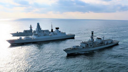 HMS Dragon, HMS Lancaster and HMS Argyll on HExercise Formidable Shield (Picture: Royal Navy).