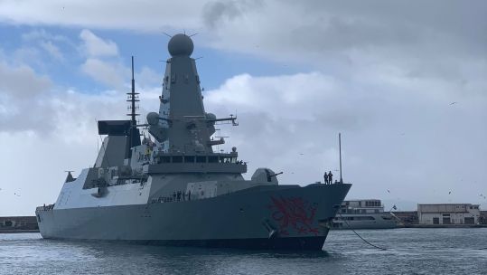 HMS Dragon is welcomed into Gibraltar