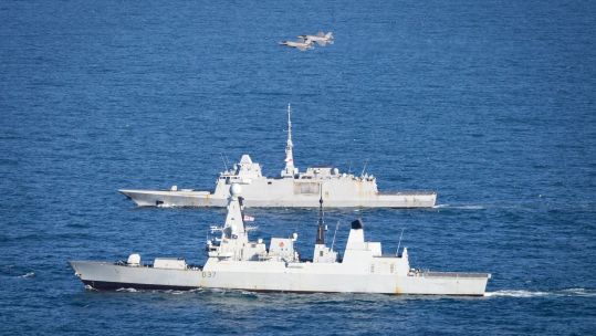 HMS Duncan and FS Aquitaine during Enhanced Vigilance Activity, Neptune Strike (Picture: MOD)