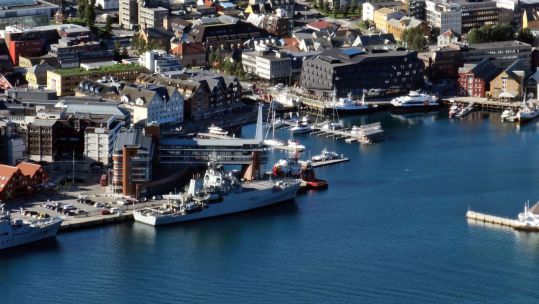 HMS Enterprise berthed in Tromsø, Norway during Arctic deployment