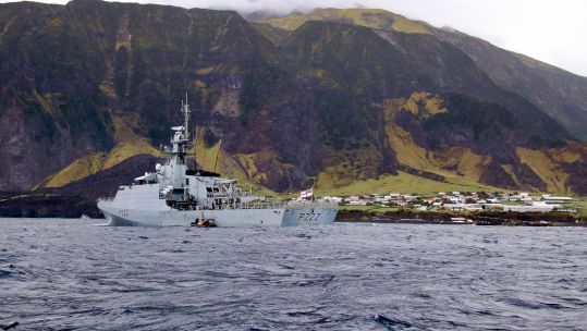Cover image: HMS Forth delivering the vaccines to Tristan da Cunha (Picture: MOD).