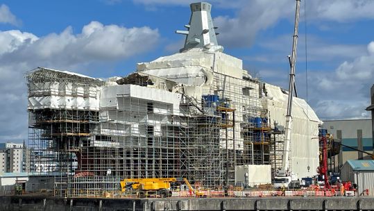 HMS Glasgow currently being built at the BAE Systems shipyard in Govan 26082022 CREDIT BFBS.jpg