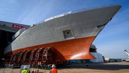 HMS Glasgow's forward section on display in Scotland (Picture: BAE Systems).