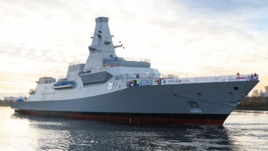 HMS Glasgow makes its way to Scotstoun shipyard after being successfully floated on the Clyde 03122022 CREDIT MOD