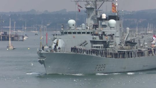 HMS Lancaster departs Portsmouth before heading to Bahrain