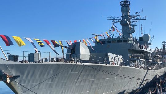 HMS Lancaster on Accession Day 2021 (Picture HMS Lancaster/ Twitter/ Royal Navy).