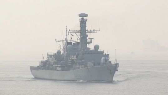 HMS Lancaster returns to Portsmouth.
