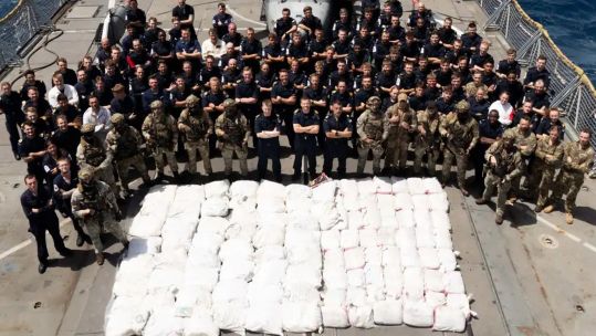 HMS Lancaster seized 1000kg of heroin, 660kg of hashish, and 6kg of amphetamine (Picture: Combined Maritime Forces)