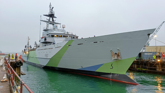  HMS Mersey leaving dry dock 110424 CREDIT HMS MERSEY