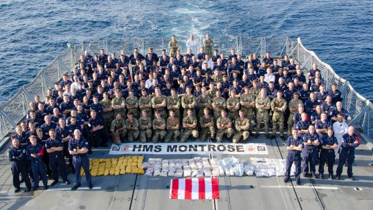 HMS Montrose seized the drugs in the Arabian Sea with the help of a French warship (Picture: Royal Navy).