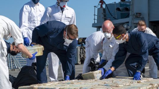 HMS Montrose crew tally drugs seized in the Gulf of Oman DATE UPLOADED 270122 CREDIT ROYAL NAVY