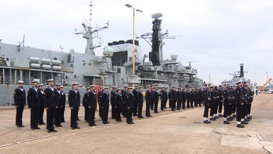 HMS Montrose decommissioning ceremony in Portsmouth 170423 CREDIT BFBS