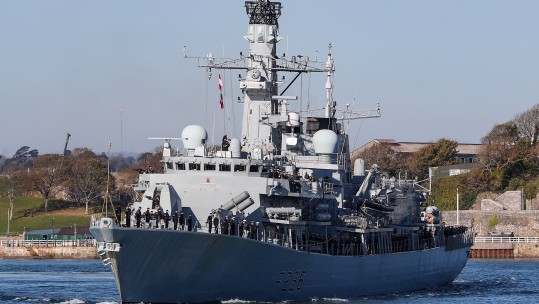 HMS Montrose leaves Plymouth