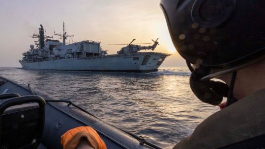 HMS Montroses sea boat returns to the frigate at sunset 18072022 CREDIT Royal Navy.jpg 