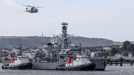 HMS Northumberland making her way home to HMNB Devonport to be greeted by their families