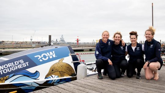 HMS Oardacious Valkyries with their boat before world's toughest row (Picture: @catgorynphoto)