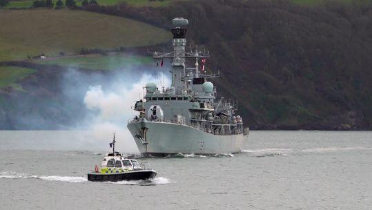 HMS Portland has arrived back in Devonport 20122024 CREDIT BFBS
