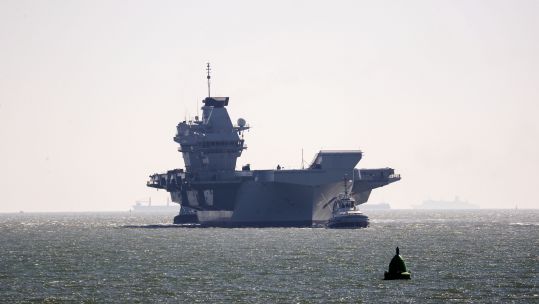 HMS Prince of Wales arrives in Portsmouth after visiting Liverpool 250320 CREDIT PA.jpg