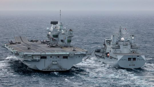 HMS Prince of Wales conducted Replenishment at Sea with RFA Tidesurge