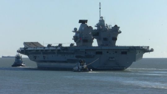 HMS Prince of Wales departing Portsmouth for Nato's Exercise Steadfast Defender