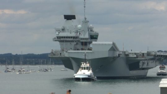 HMS Prince of Wales leaves Portsmouth