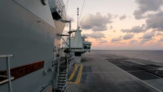 HMS Prince of Wales leaving the US and heading back to the UK