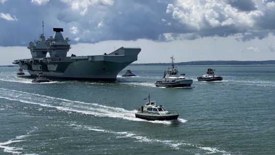 HMS Prince of Wales return to Portsmouth supply load up 26052021 CREDITS BFBS