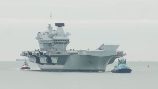 HMS Prince of Wales returns to Portsmouth 301024 CREDIT BFBS