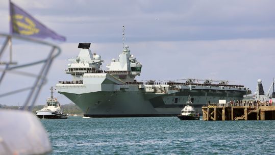 HMS Prince of Wales sails from Portsmouth on CSG25