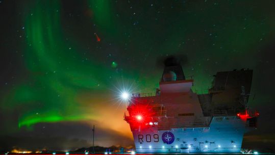The Northern Lights over HMS Prince of Wales