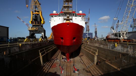 Cover image: HMS Protector in dry dock (Picture: Royal Navy).