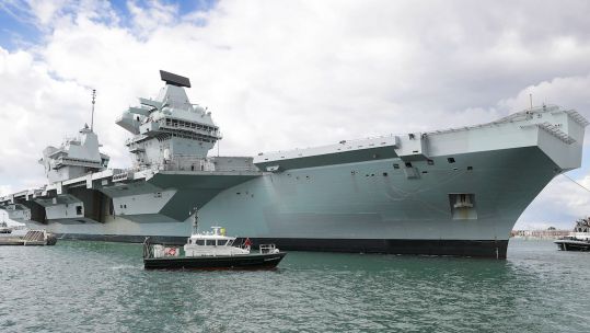 HMS Queen Elizabeth R08 arriving back in Portsmouth on 02 July 2020 after a period at sea conducting Operational Sea Training (Picture: MOD).