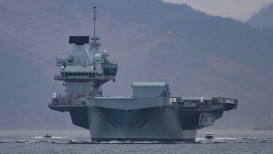HMS Queen Elizabeth leaves Glen Mallan on latest stage of her repairs journey 19032024 CREDIT Sheila Weir