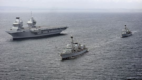 HMS Queen Elizabeth, HMS Iron Duke and HMS Sutherland off the coast of Scotland (Picture: Royal Navy).