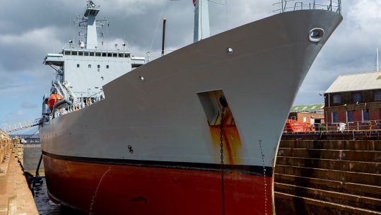 Cover image: HMS Scott in the dry dock at A&P Shipyard in Falmouth (Picture: Royal Navy).