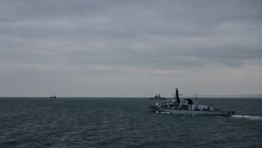 HMS Somerset, and HMS Cattistock, supported by RFA Tidesurge tracked the Russian ships (Picture: Royal Navy)