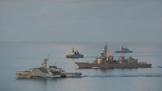 HMS Spey alongside allies on Australia's biggest military exercise