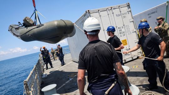 HMS Spey on Ex Bersama Shield seaboat 170425 CREDIT HMS SPEY
