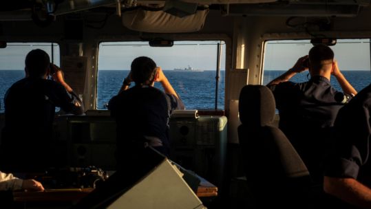 HMS St Albans monitors Chinese destroyer Xian in English Channel (Picture: Royal Navy).