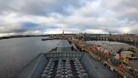 HMS Sutherland at sea wall in Plymouth 201024 CREDIT ROYAL NAVY