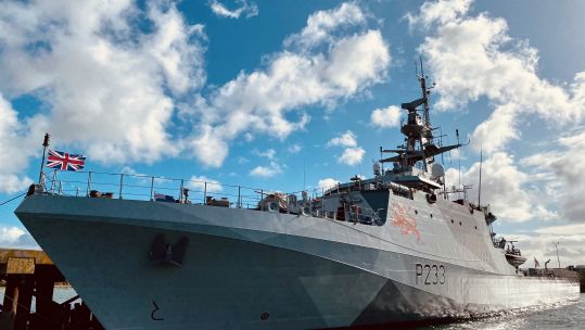 Cover image: HMS Tamar alongside in Falmouth.