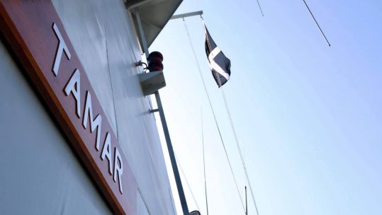 HMS Tamar with the St Piran’s flag - the national flag of Cornwall (Picture: HM Naval Base Devonport/Facebook).
