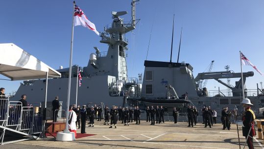 HMS Trent being commissioned into the Royal Navy Fleet at Portsmouth Naval Base 030820 CREDIT BFBS.jpg